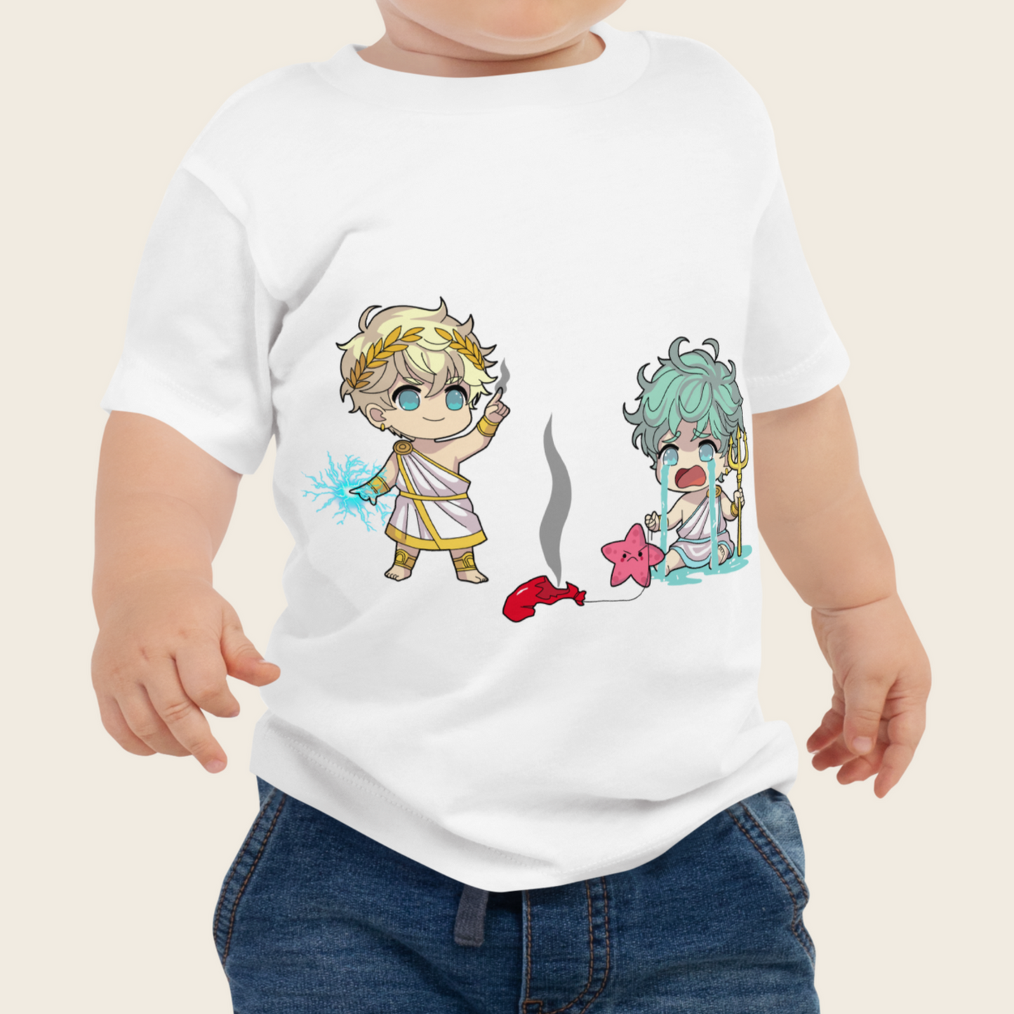 Baby Tee: Zeus & Poseidon Chibi Mythology Fun