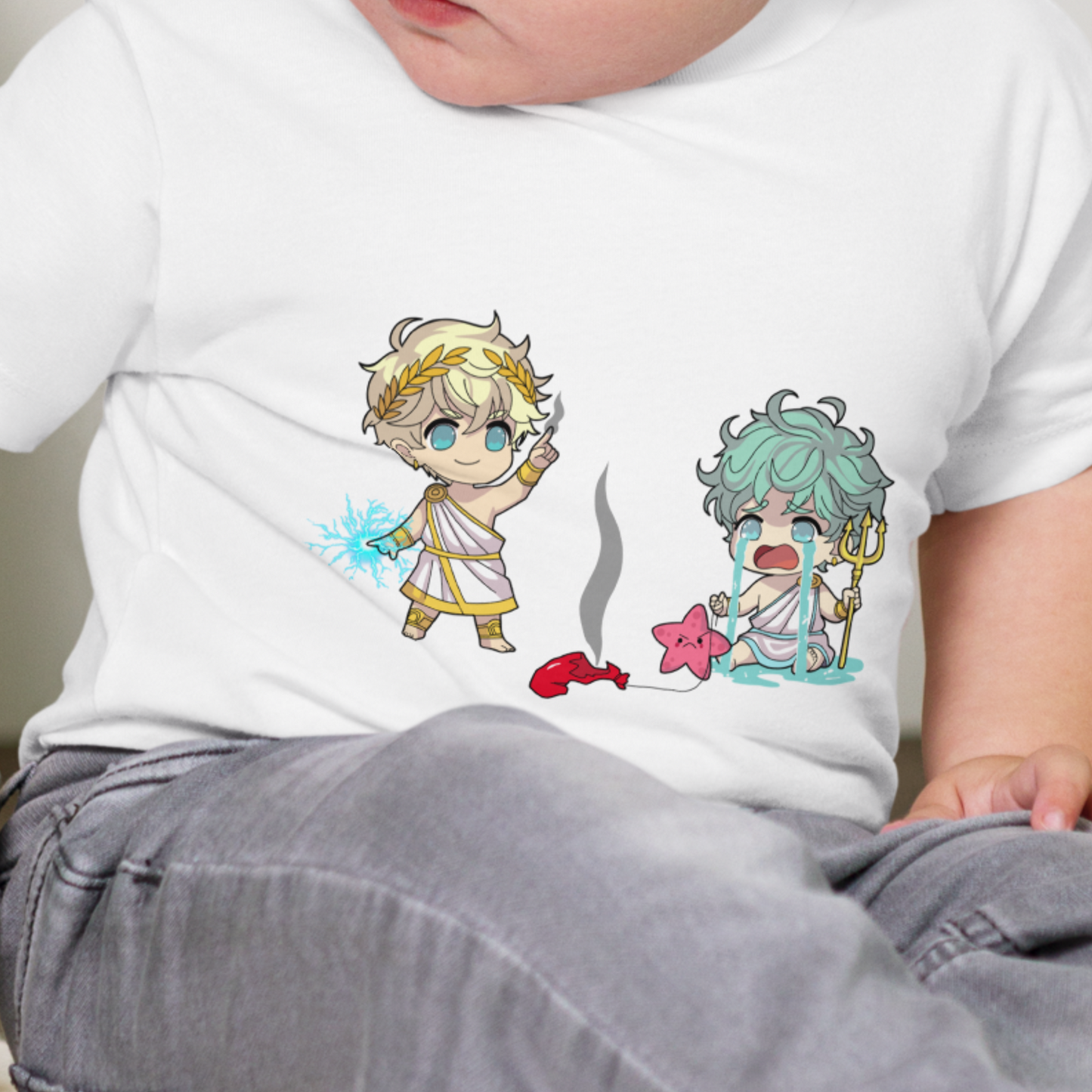 Baby Tee: Zeus & Poseidon Chibi Mythology Fun